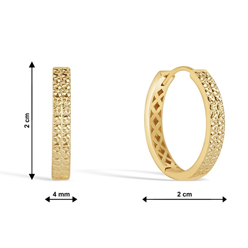 14 Ayar Sarı Altın Halka Küpe