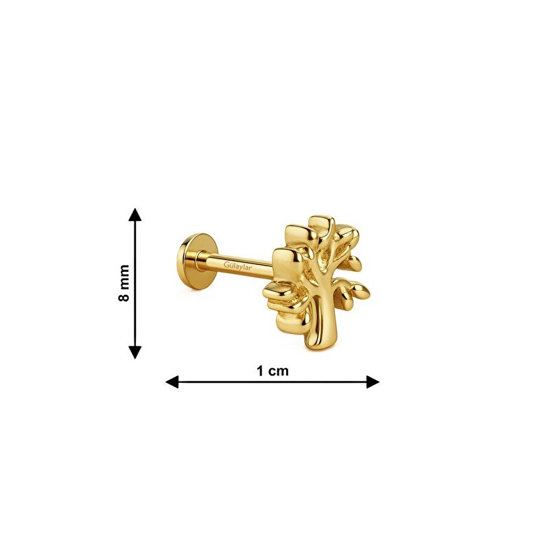 14 Ayar Sarı Altın Hayat Ağacı Piercing