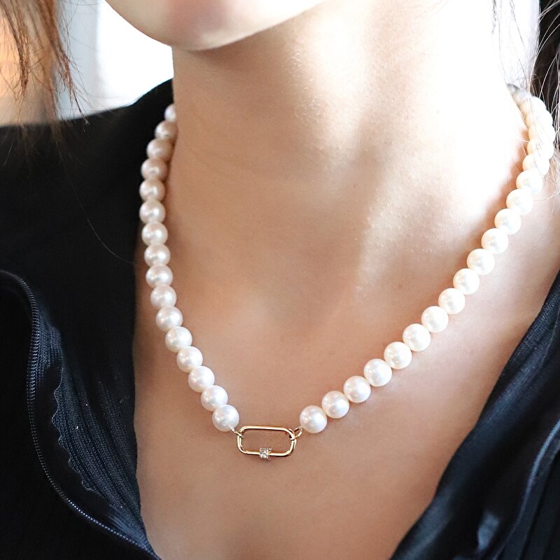 14 Ayar Sarı Altın İnci Gerdanlık