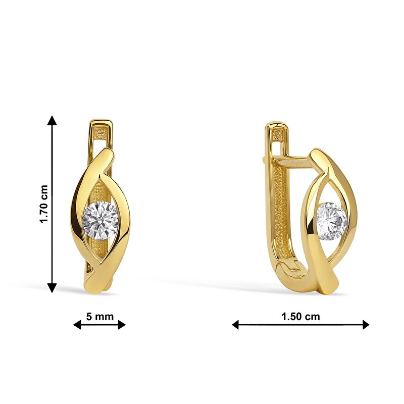 14 Ayar Sarı Altın J Küpe