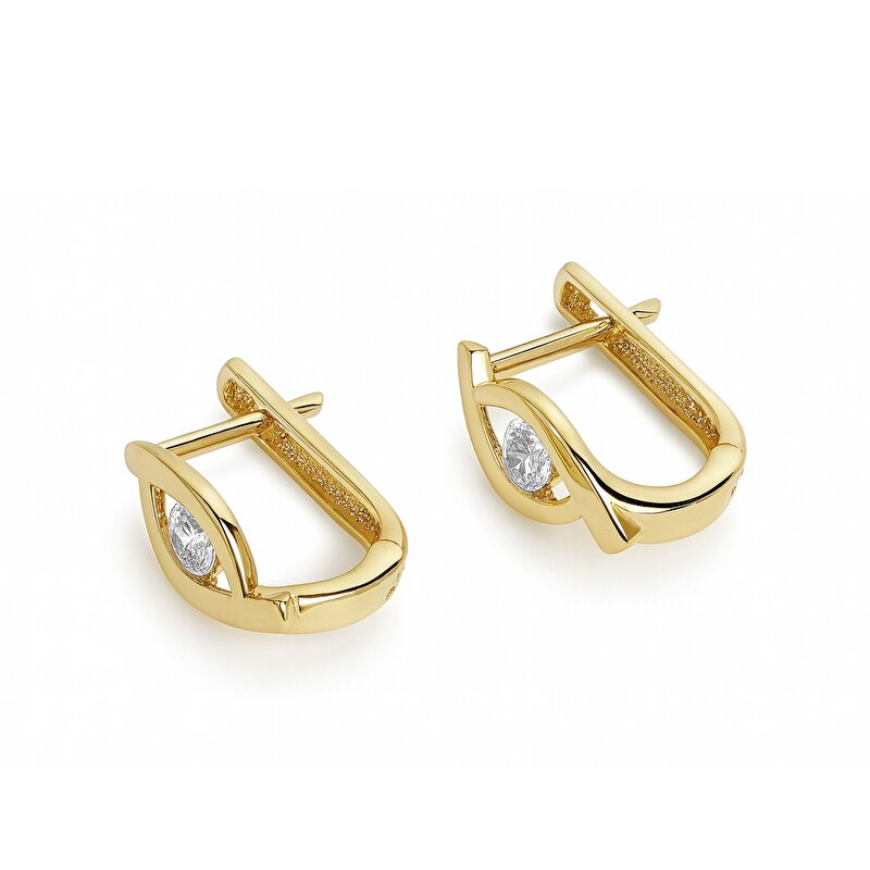 14 Ayar Sarı Altın J Küpe