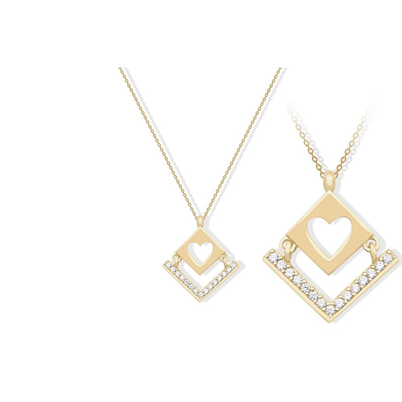 14 Ayar Sarı Altın Kalp Figürlü Kolye