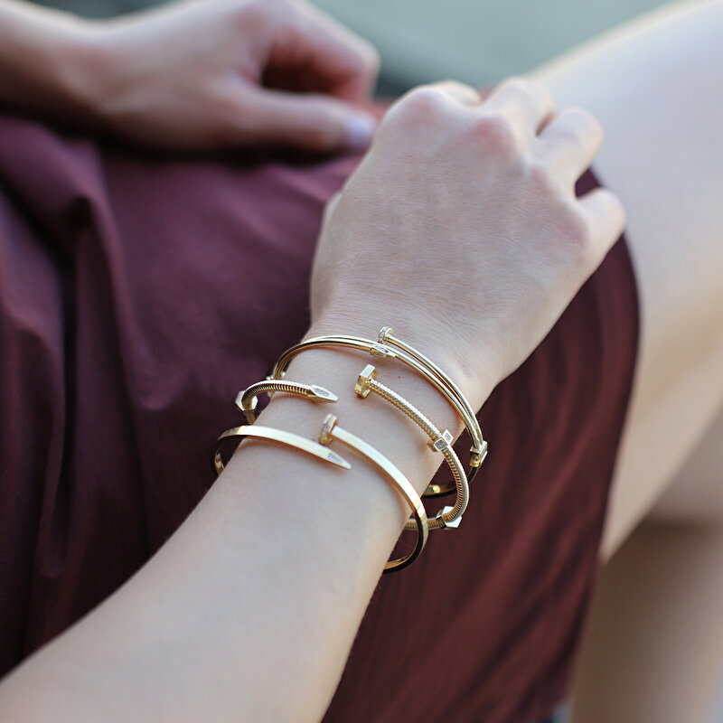 14 Ayar Sarı Altın Kelepçe Bilezik