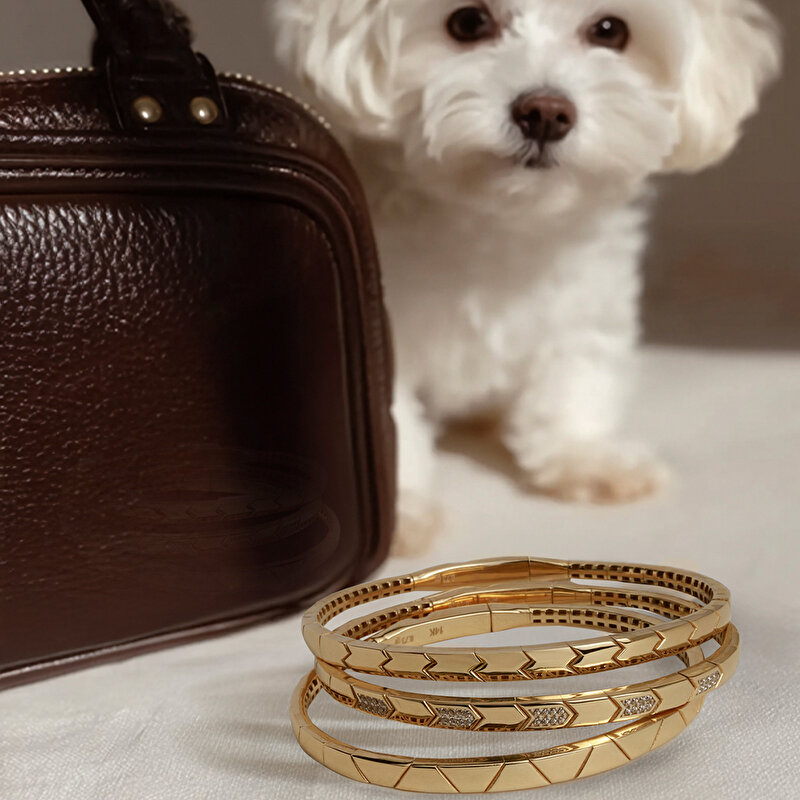 14 Ayar Sarı Altın Kelepçe Bilezik