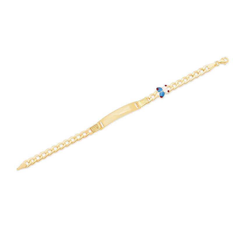 14 Ayar Sarı Altın Künye Bileklik