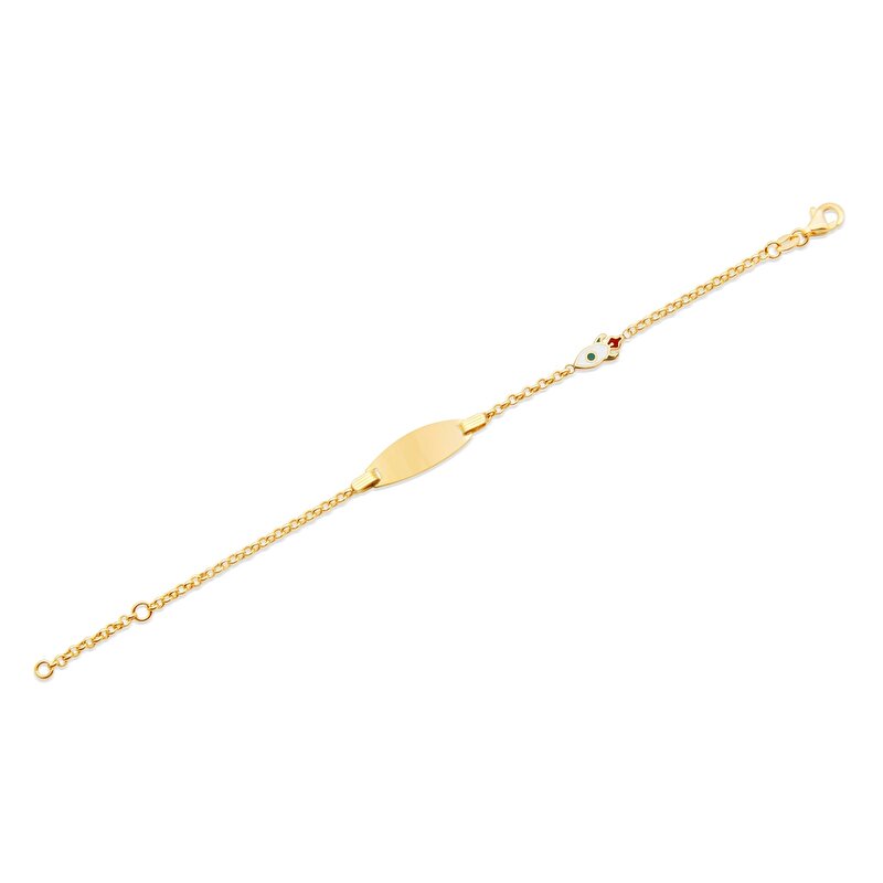 14 Ayar Sarı Altın Künye Bileklik