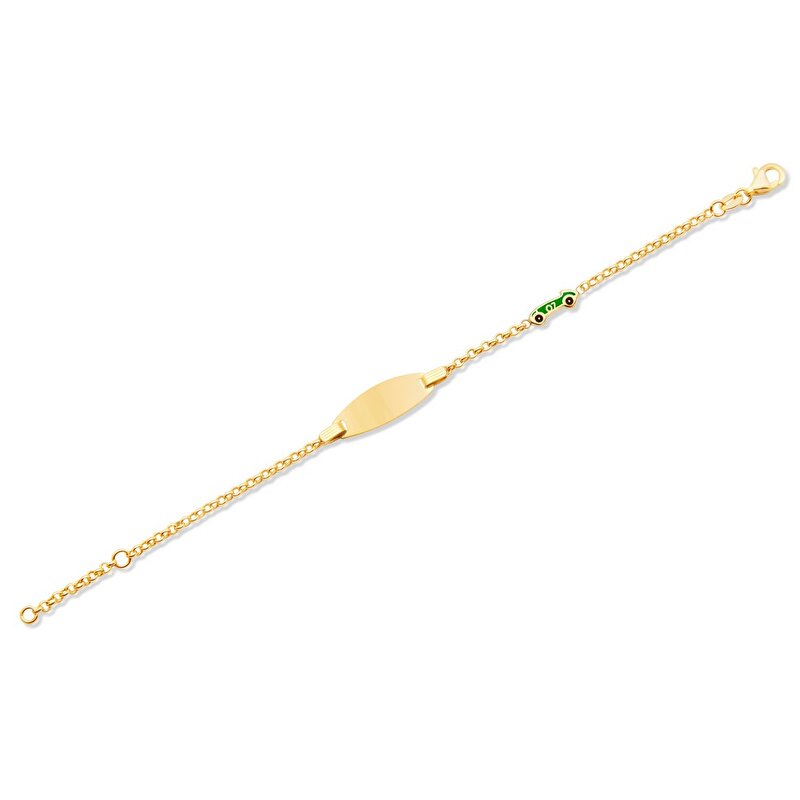 14 Ayar Sarı Altın Künye Bileklik