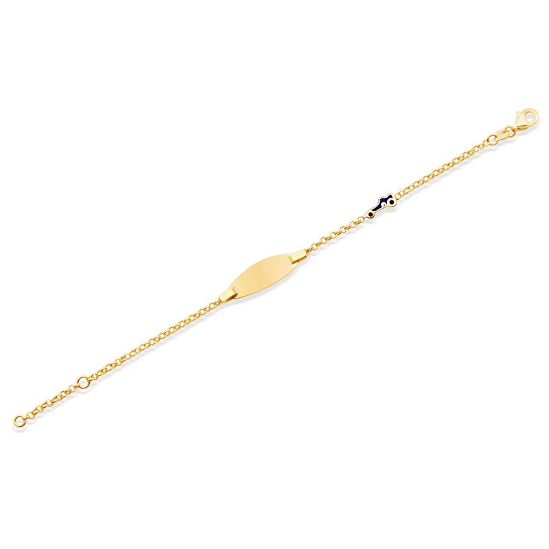 14 Ayar Sarı Altın Künye Bileklik