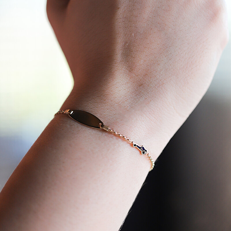 14 Ayar Sarı Altın Künye Bileklik