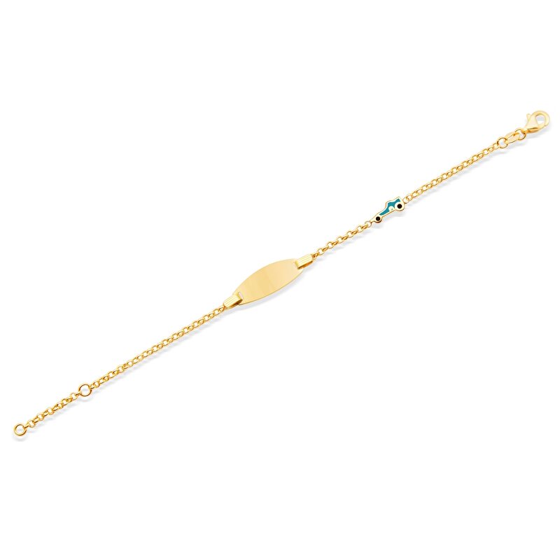 14 Ayar Sarı Altın Künye Bileklik