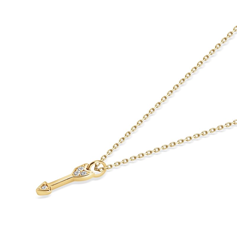 14 Ayar Sarı Altın Minimal Ok Kolye