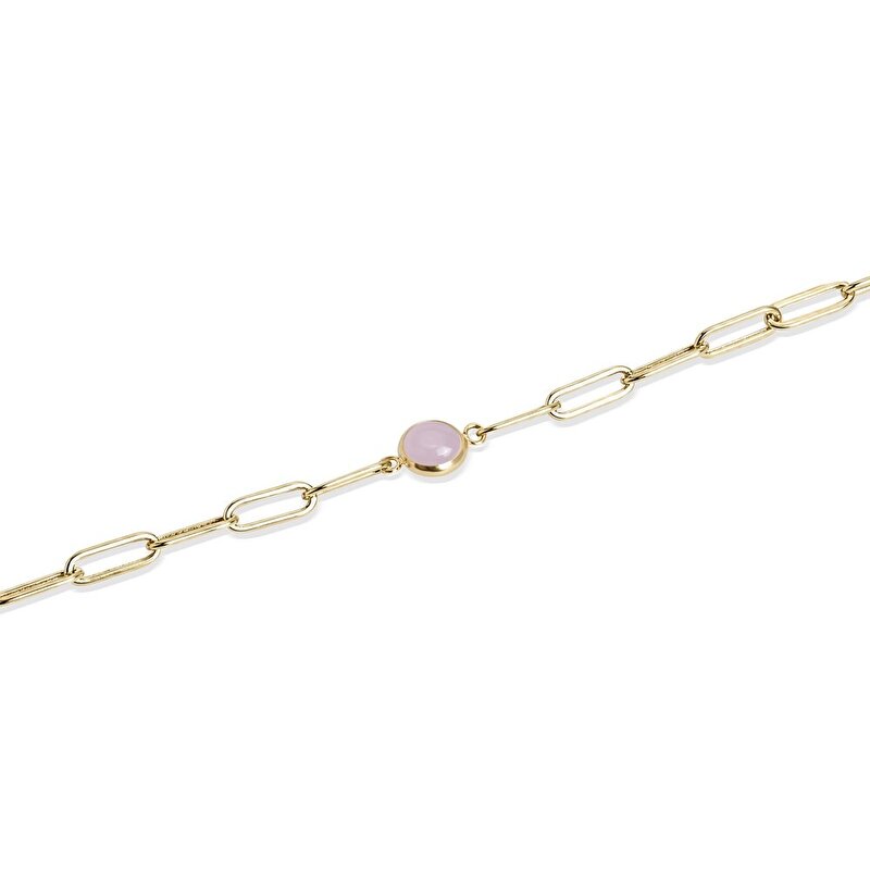 14 Ayar Sarı Altın Pembe Opal Taşlı Bileklik