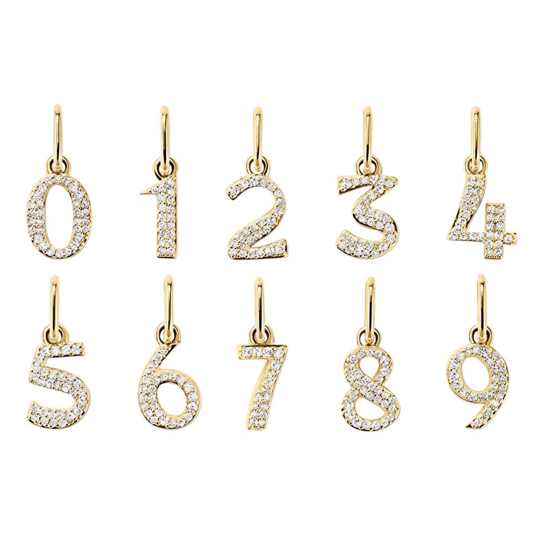 14 Ayar Sarı Altın Rakam Charm