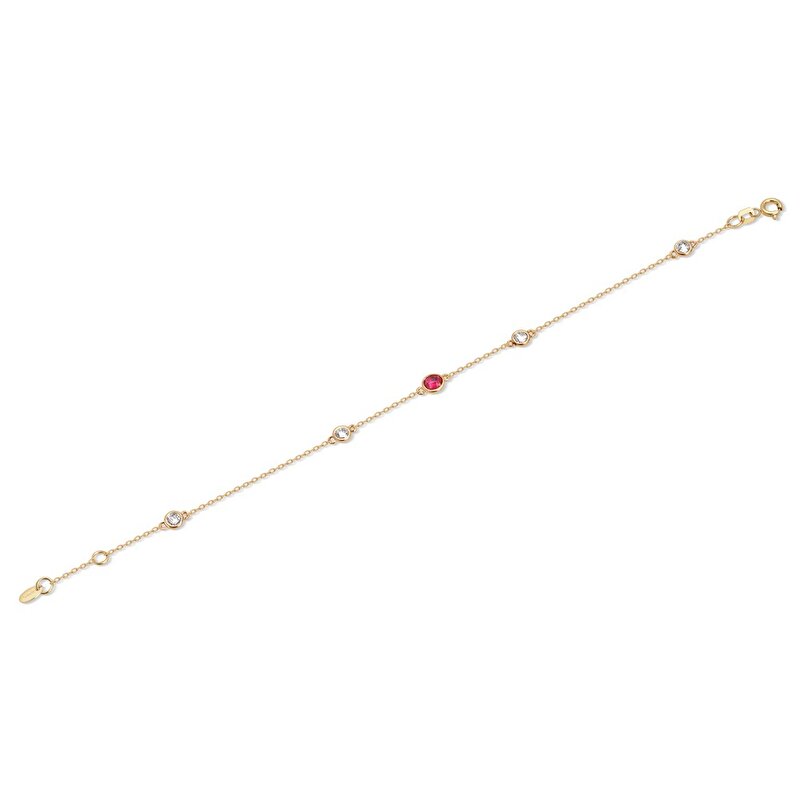 14 Ayar Sarı Altın Kırmızı Taşlı Bileklik