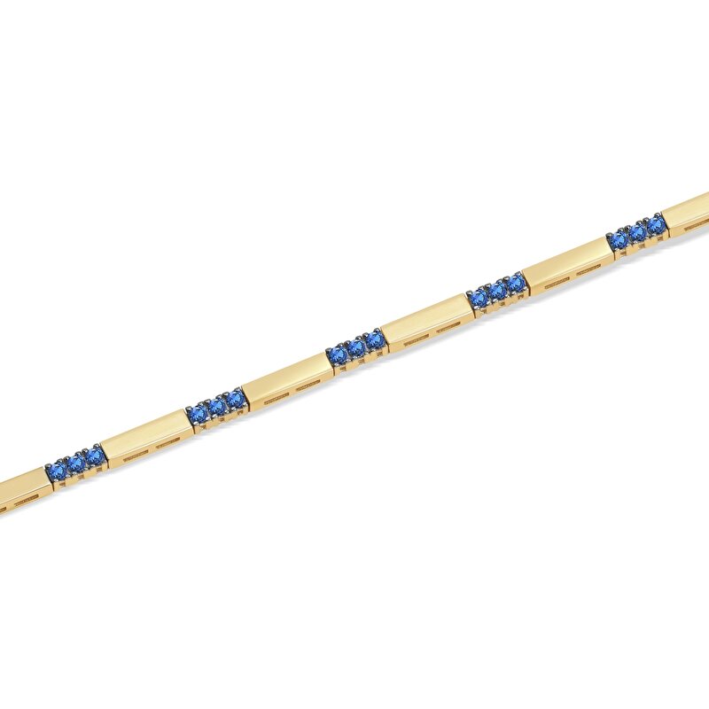 14 Ayar Sarı Altın Mavi Taşlı Bileklik