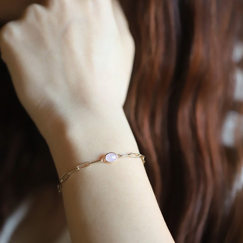 14 Ayar Sarı Altın Pembe Opal Taşlı Bileklik