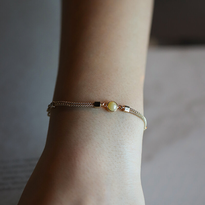 14 Ayar Sarı Altın Sarı Opal Taşlı Bileklik