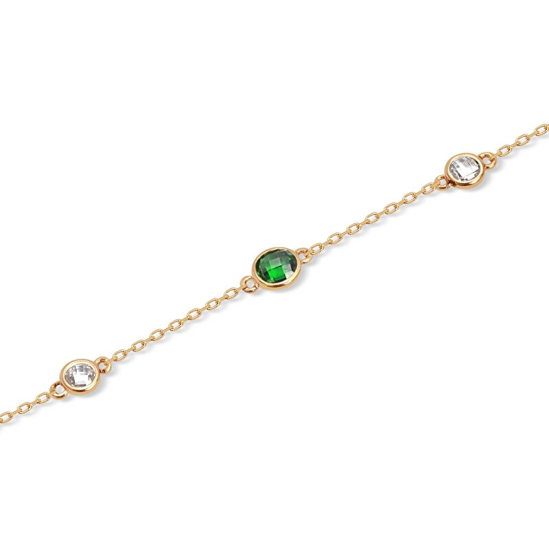 14 Ayar Sarı Altın Yeşil Taşlı Halhal