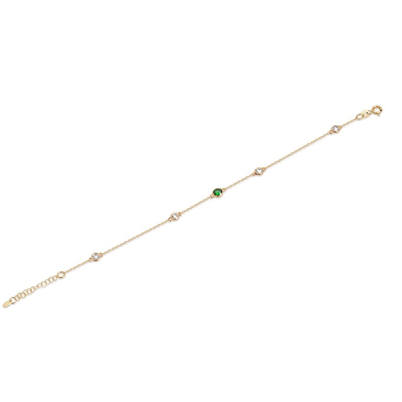 14 Ayar Sarı Altın Yeşil Taşlı Halhal