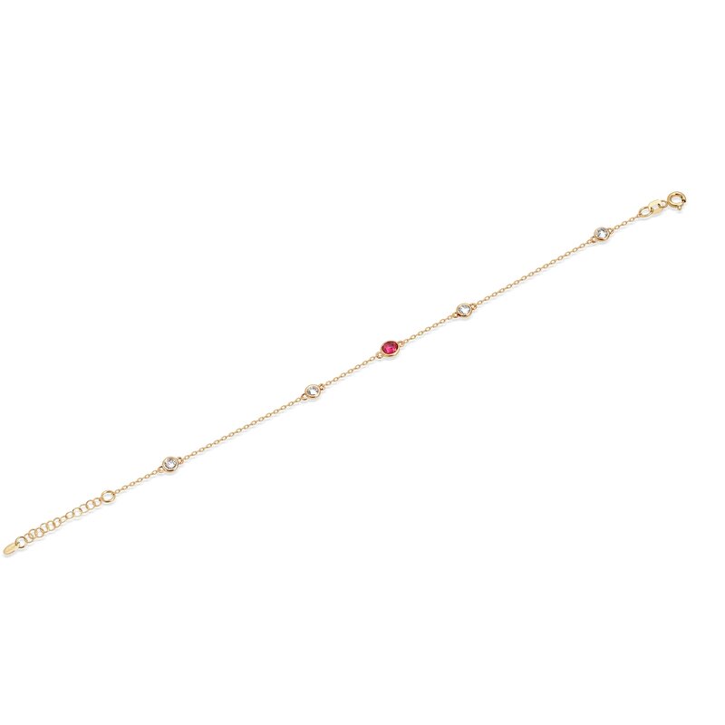 14 Ayar Sarı Altın Kırmızı Taşlı Halhal