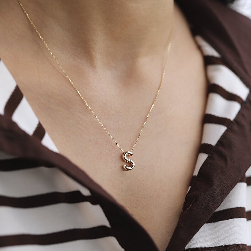 14 Ayar S Harf Bubble Kolye