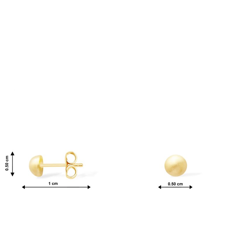 14 Ayar Sarı Altın Top Küpe