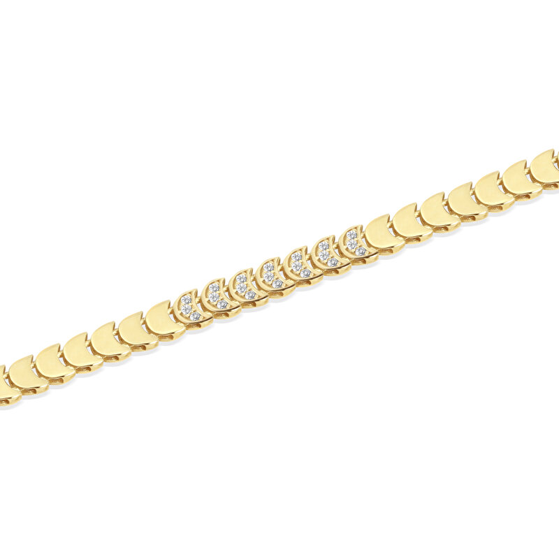 14 Ayar Sarı Altın Taşlı Bileklik