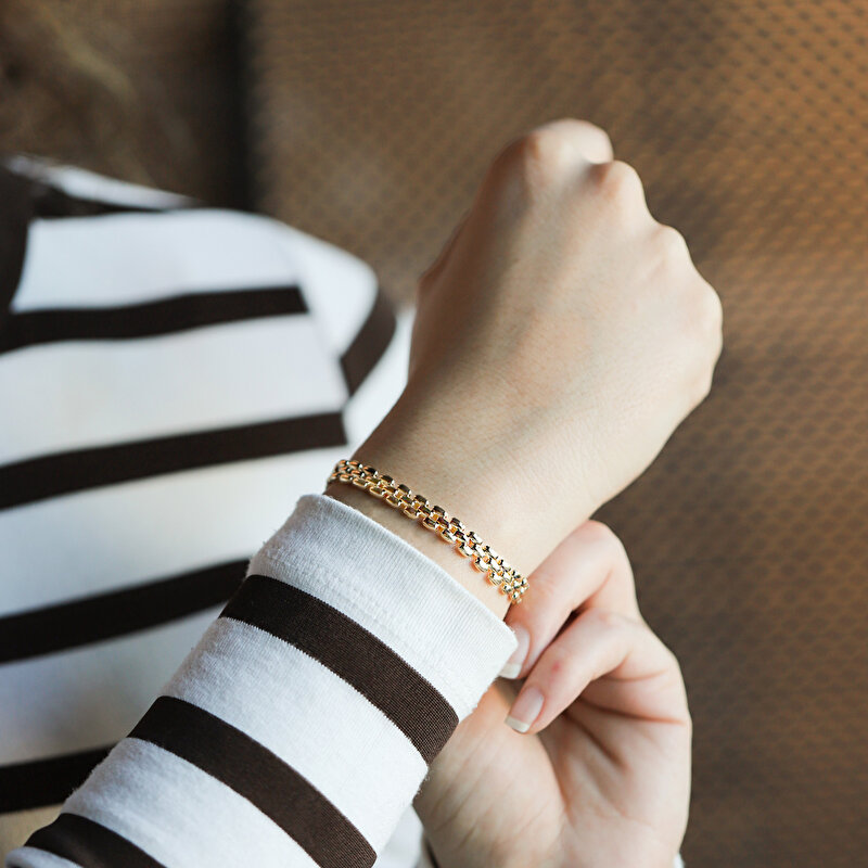 14 Ayar Sarı Altın Zincir Bileklik