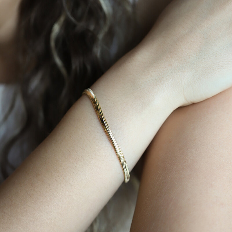 14 Ayar Sarı Altın Balık Sırtı Bileklik