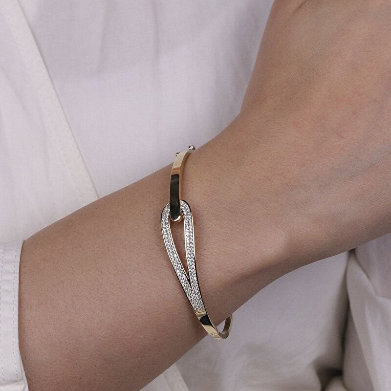 14 Ayar Sarı Altın Taşlı Bilezik