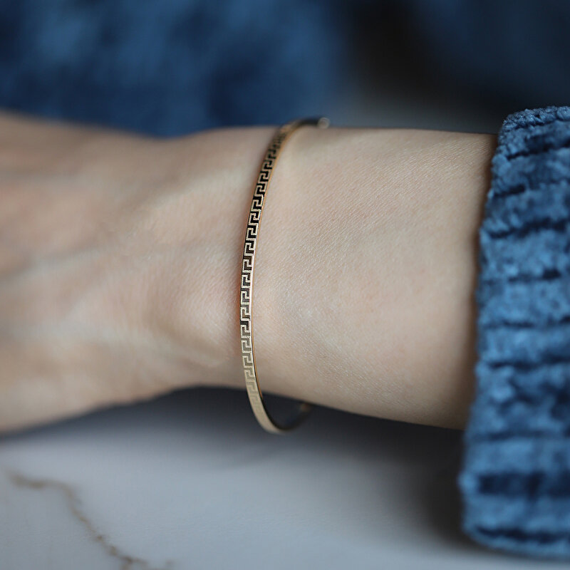 14 Ayar Sarı Altın Kelepçe Ajda Bilezik