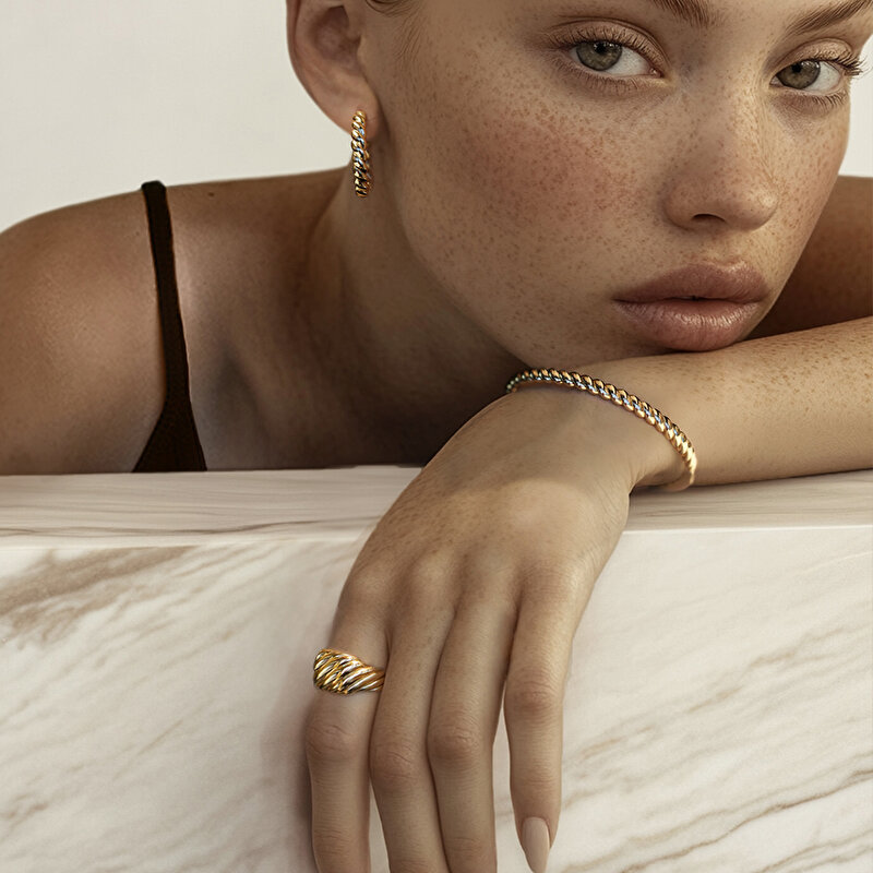 14 Ayar Sarı Altın Trend Burgu Yüzük