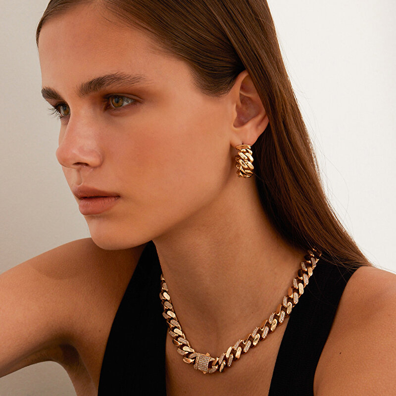 14 Ayar Sarı Altın Trend Gurmet Küpe