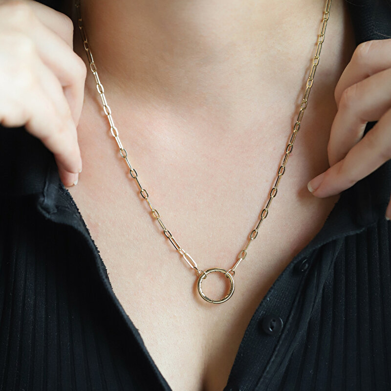 14 Ayar Sarı Altın Ataç Zincir Kolye