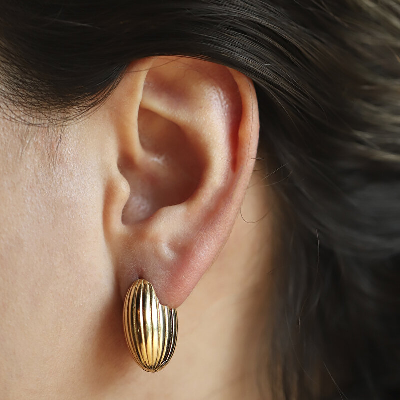 14 Ayar Sarı Altın Trend Küpe