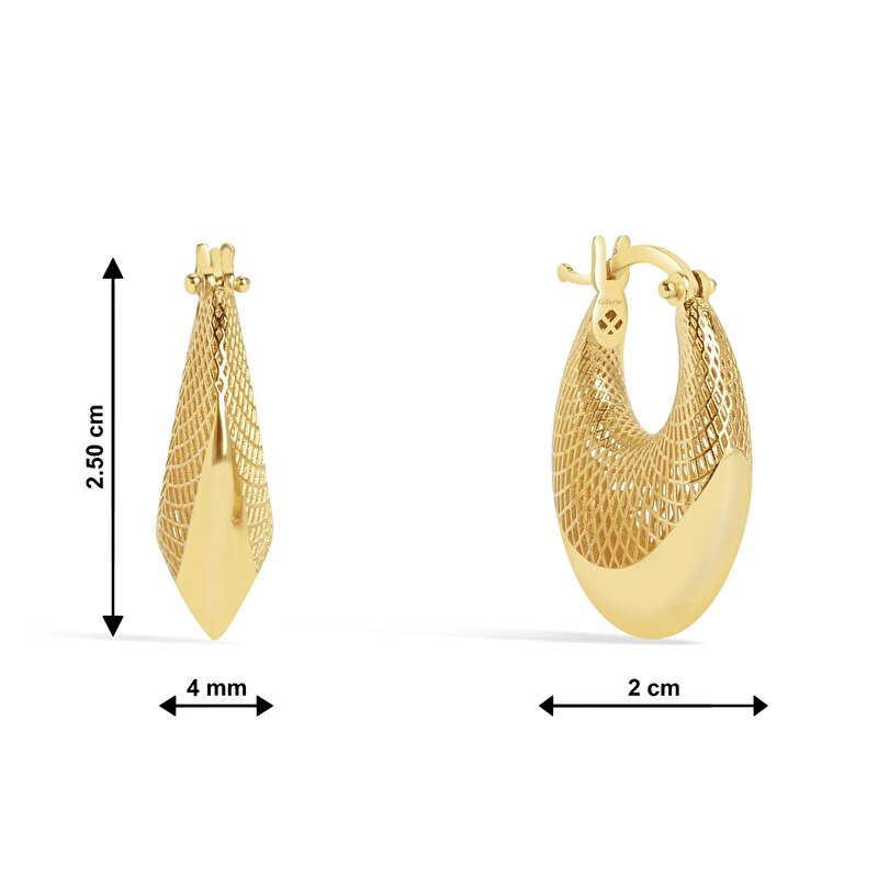 14 Ayar Sarı Altın Halka Küpe