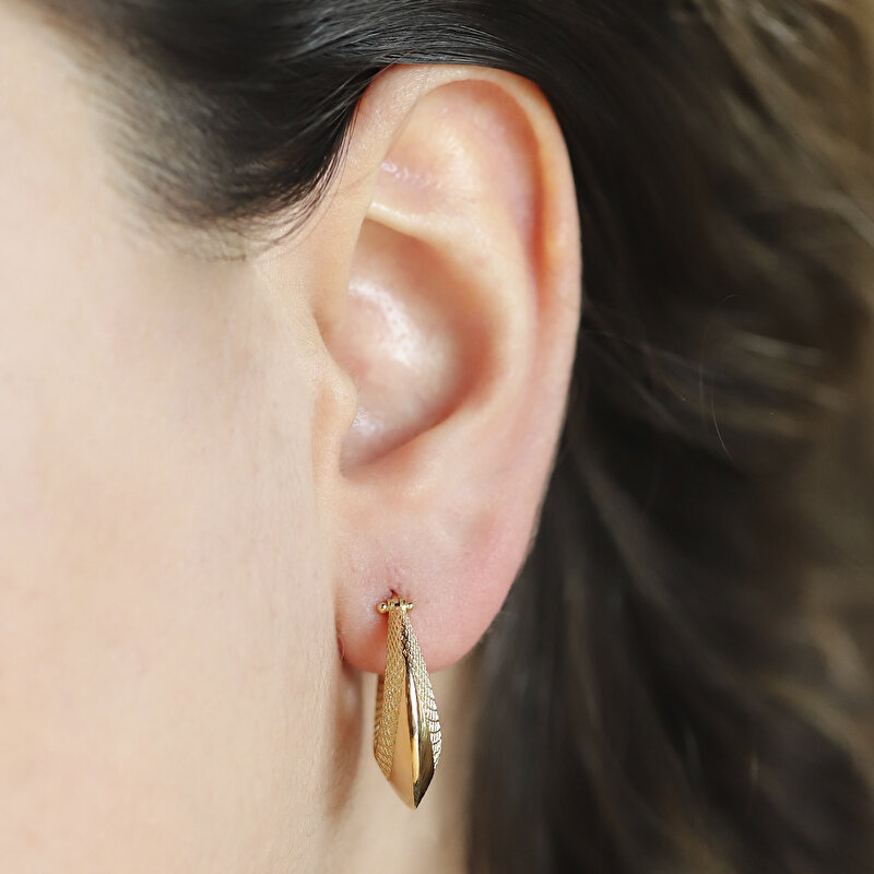 14 Ayar Sarı Altın Halka Küpe