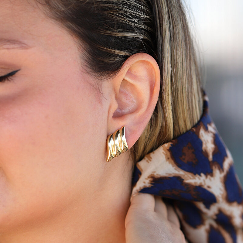 14 Ayar Sarı Altın Burgu Küpe