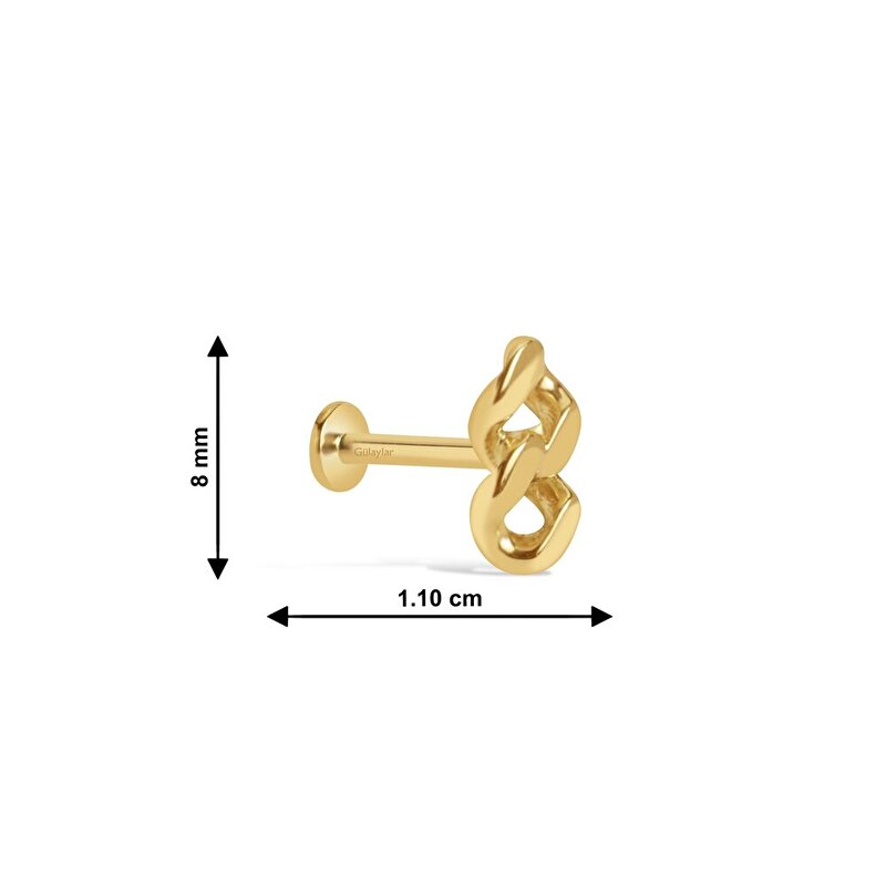 14 Ayar Sarı Altın Zincir Tragus Piercing