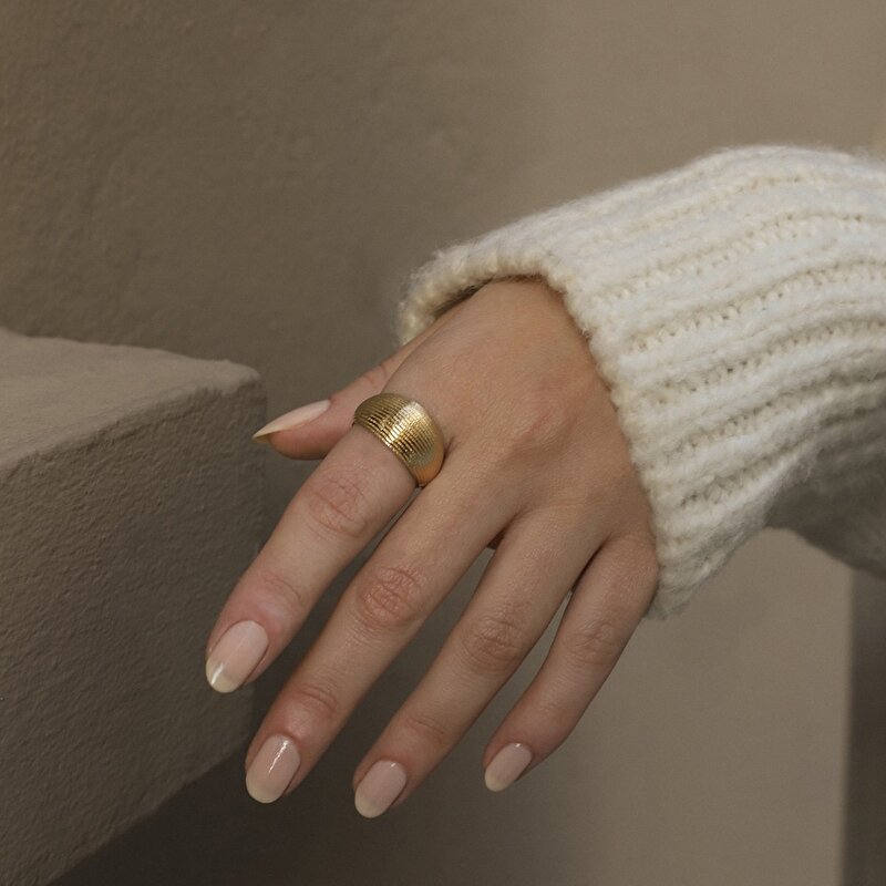 14 Ayar Sarı Altın Trend Yüzük