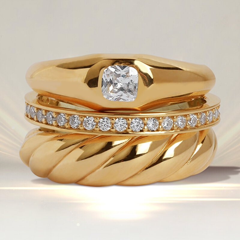 14 Ayar Sarı Altın Trend Yüzük