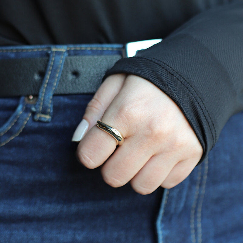 14 Ayar Sarı Altın Dalga Yüzük