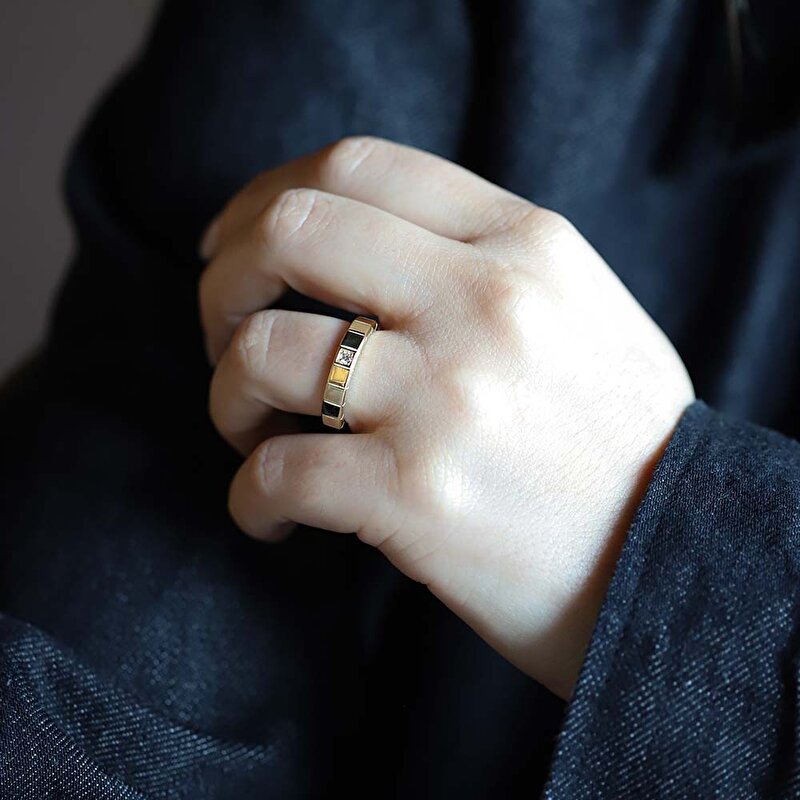 14 Ayar Sarı Altın Taşlı Alyans Yüzük