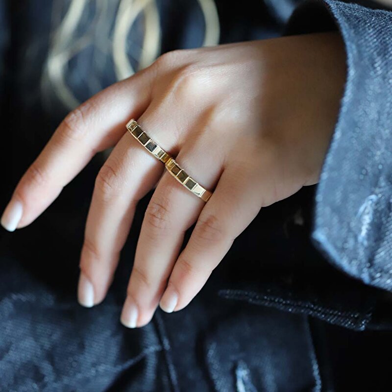 14 Ayar Sarı Altın Taşlı Alyans Yüzük