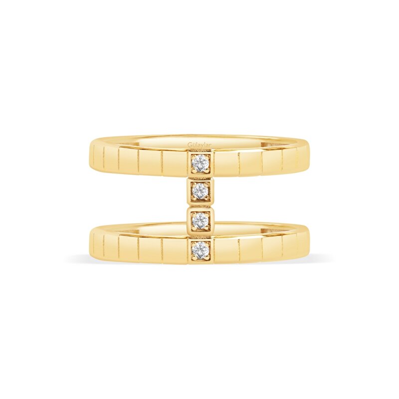 14 Ayar Sarı Altın Taşlı Yüzük