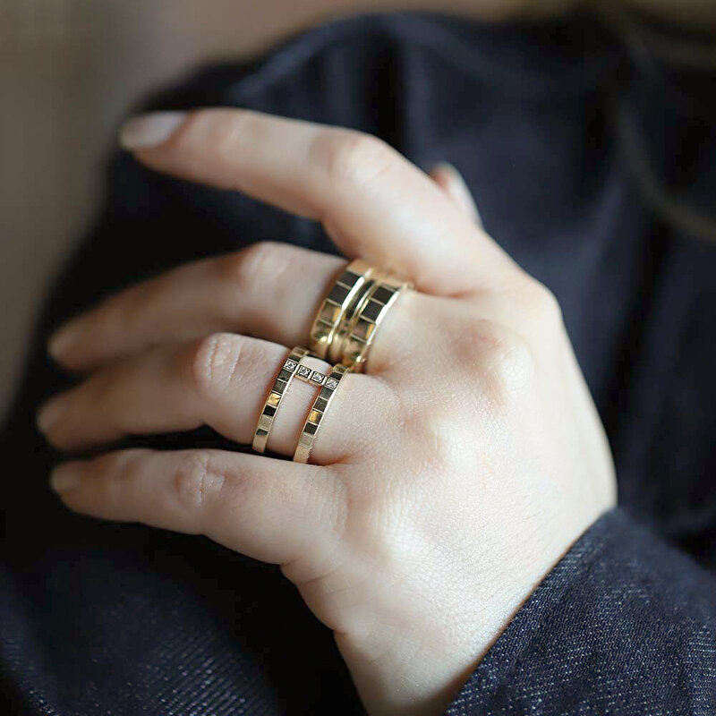 14 Ayar Sarı Altın Taşlı Yüzük