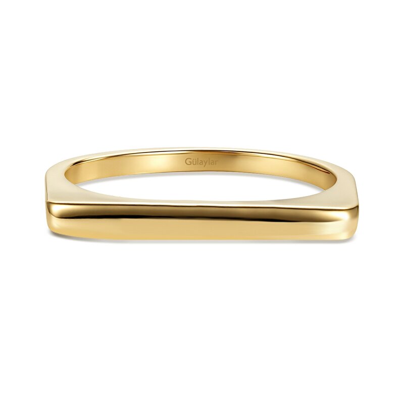 14 Ayar Sarı Altın Minimal Puzzle Yüzük