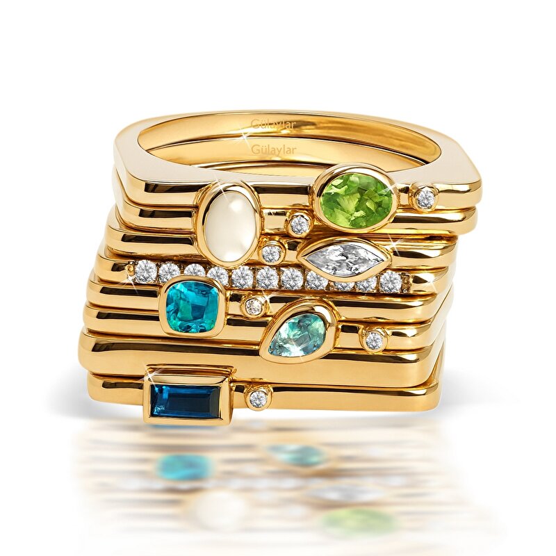 14 Ayar Sarı Altın Minimal Puzzle Yüzük