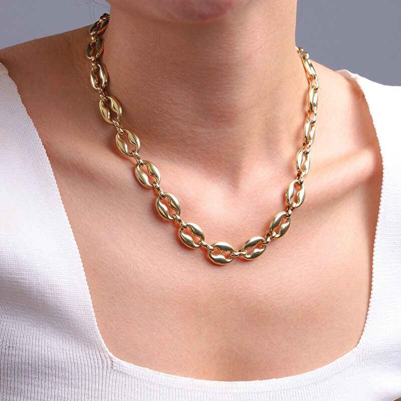 14 Ayar Sarı Altın Gemici Zincir Kolye