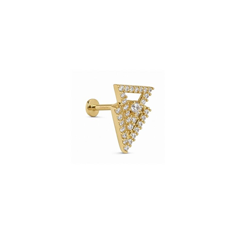 14 Ayar Sarı Altın Üçgen Tragus Piercing